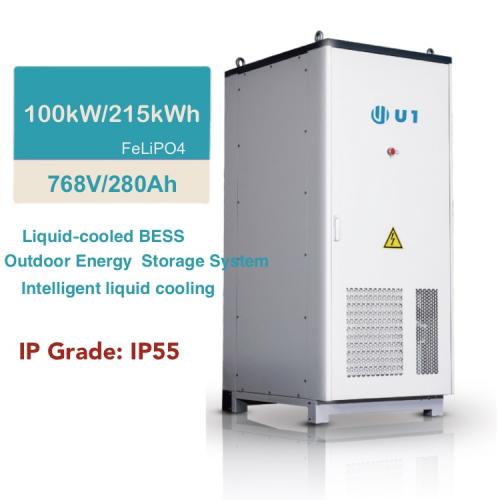 U1 BESS U1LC-01-215 215kWh Industrial & Commercial Outdoor Energy Storage System, 768V 280Ah LiFePO4 Battery, Liquid Cooling, IP55 Protection, Durable & Safe 